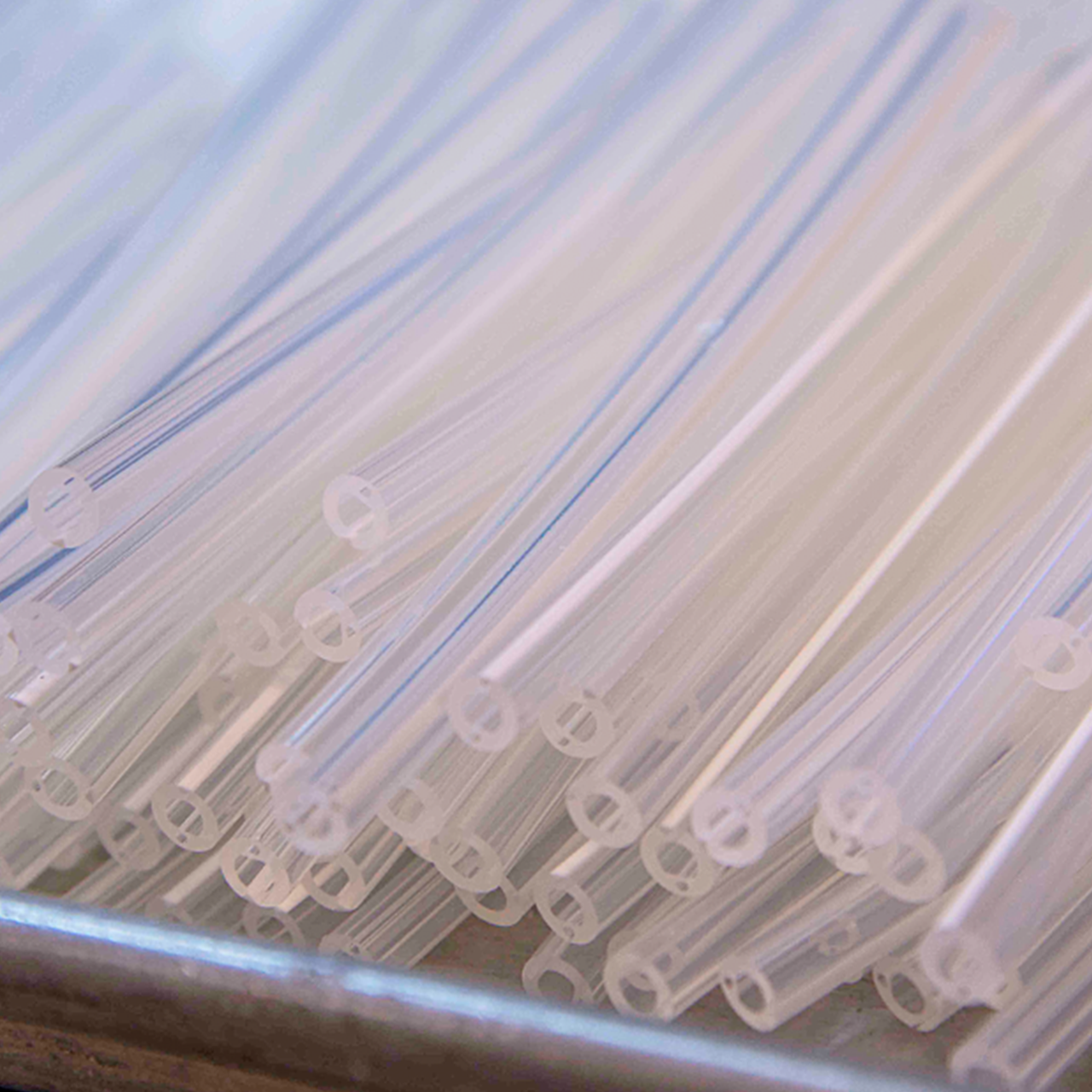 Silicone tubes on a tray manufactured by SPG