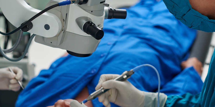 A medical professional utilizing Spectrum Plastics Group's ophthalmology plastics