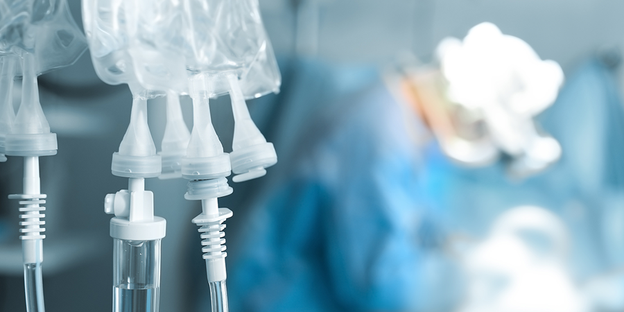 Several fluid management drip bags manufactured by Spectrum Plastics