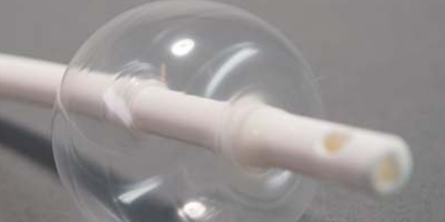 A silicone medical balloon formed by SPG