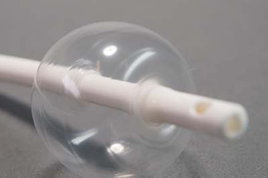 A silicone medical balloon formed by SPG