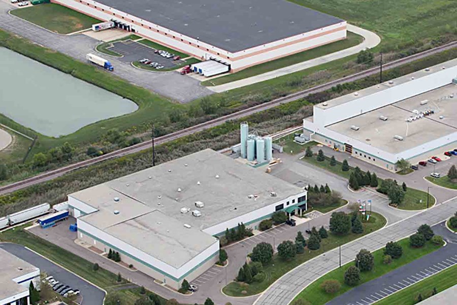 An exterior view of SPG's Pleasant Prairie, WI facility